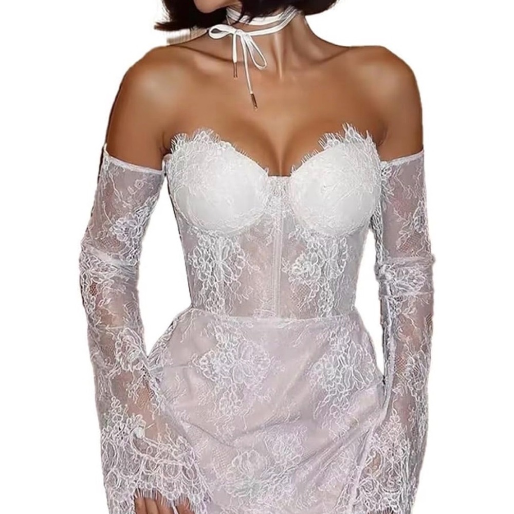 Elegant White Lace Off-Shoulder Dress